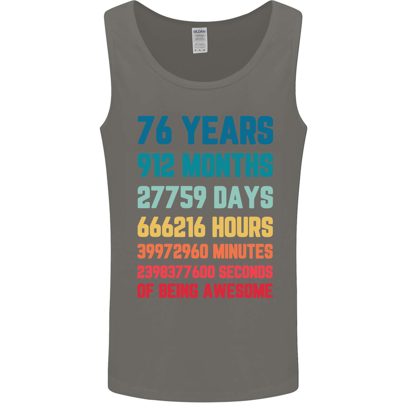 76th Birthday 76 Year Old Mens Vest Tank Top Charcoal