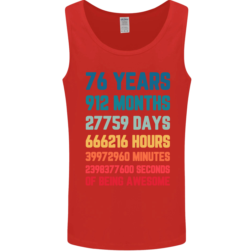 76th Birthday 76 Year Old Mens Vest Tank Top Red