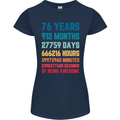 76th Birthday 76 Year Old Womens Petite Cut T-Shirt Navy Blue