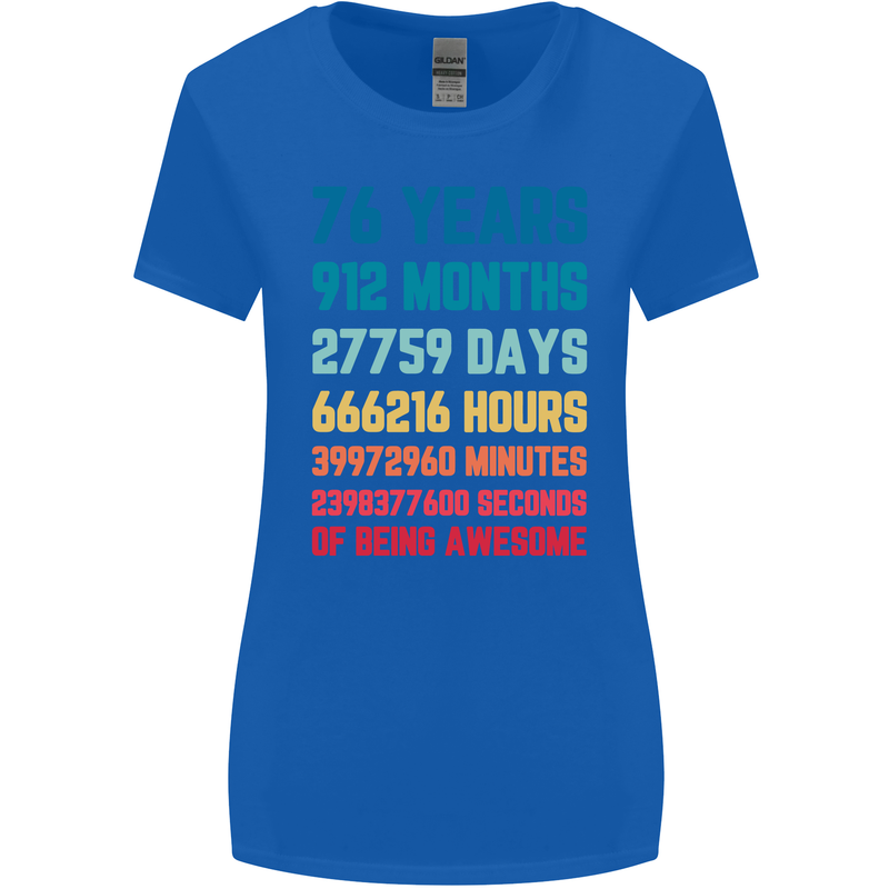 76th Birthday 76 Year Old Womens Wider Cut T-Shirt Royal Blue
