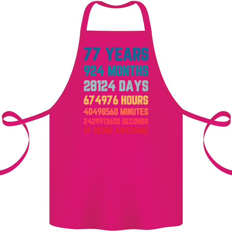 77th Birthday 77 Year Old Cotton Apron 100% Organic Pink