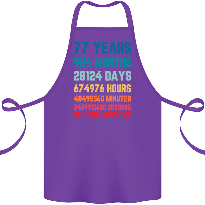 77th Birthday 77 Year Old Cotton Apron 100% Organic Purple