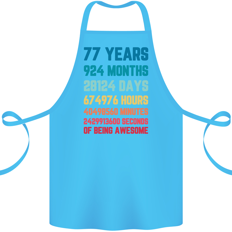 77th Birthday 77 Year Old Cotton Apron 100% Organic Turquoise
