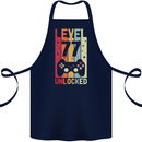 77th Birthday 77 Year Old Level Up Gamming Cotton Apron 100% Organic Navy Blue