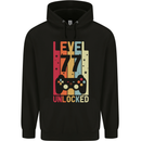 77th Birthday 77 Year Old Level Up Gamming Mens 80% Cotton Hoodie Black