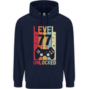 77th Birthday 77 Year Old Level Up Gamming Mens 80% Cotton Hoodie Navy Blue
