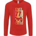 77th Birthday 77 Year Old Level Up Gamming Mens Long Sleeve T-Shirt Red