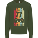 77th Birthday 77 Year Old Level Up Gamming Mens Sweatshirt Jumper Forest Green