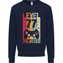 77th Birthday 77 Year Old Level Up Gamming Mens Sweatshirt Jumper Navy Blue