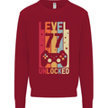 77th Birthday 77 Year Old Level Up Gamming Mens Sweatshirt Jumper Red