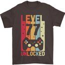 77th Birthday 77 Year Old Level Up Gamming Mens T-Shirt 100% Cotton Dark Chocolate