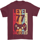 77th Birthday 77 Year Old Level Up Gamming Mens T-Shirt 100% Cotton Maroon