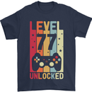 77th Birthday 77 Year Old Level Up Gamming Mens T-Shirt 100% Cotton Navy Blue