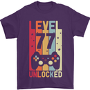 77th Birthday 77 Year Old Level Up Gamming Mens T-Shirt 100% Cotton Purple