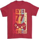 77th Birthday 77 Year Old Level Up Gamming Mens T-Shirt 100% Cotton Red
