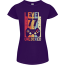 77th Birthday 77 Year Old Level Up Gamming Womens Petite Cut T-Shirt Purple