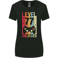 77th Birthday 77 Year Old Level Up Gamming Womens Wider Cut T-Shirt Black