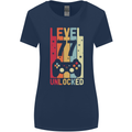 77th Birthday 77 Year Old Level Up Gamming Womens Wider Cut T-Shirt Navy Blue