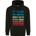 77th Birthday 77 Year Old Mens 80% Cotton Hoodie Black
