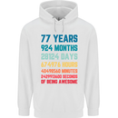 77th Birthday 77 Year Old Mens 80% Cotton Hoodie White