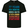 77th Birthday 77 Year Old Mens Cotton T-Shirt Tee Top Black
