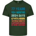 77th Birthday 77 Year Old Mens Cotton T-Shirt Tee Top Forest Green