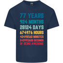 77th Birthday 77 Year Old Mens Cotton T-Shirt Tee Top Navy Blue