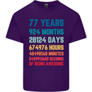 77th Birthday 77 Year Old Mens Cotton T-Shirt Tee Top Purple
