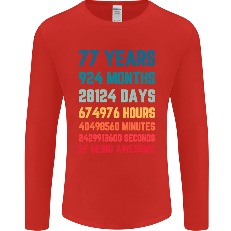 77th Birthday 77 Year Old Mens Long Sleeve T-Shirt Red