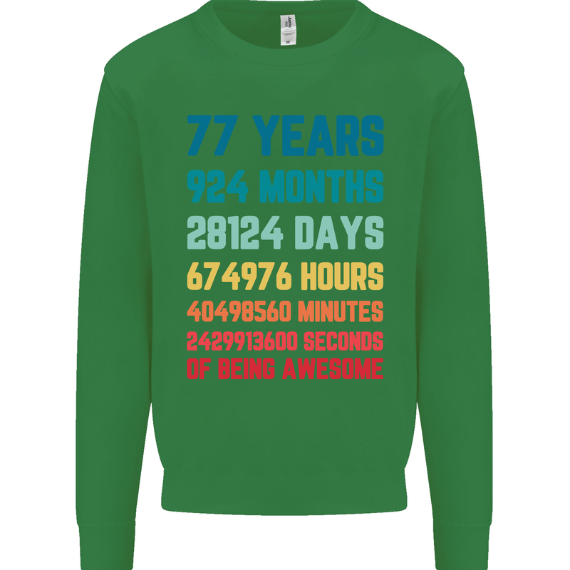 77th Birthday 77 Year Old Mens Sweatshirt Jumper Irish Green