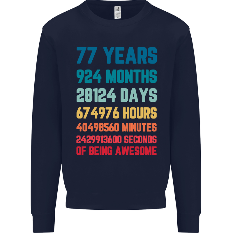 77th Birthday 77 Year Old Mens Sweatshirt Jumper Navy Blue