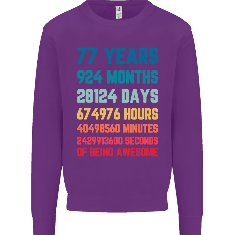 77th Birthday 77 Year Old Mens Sweatshirt Jumper Purple