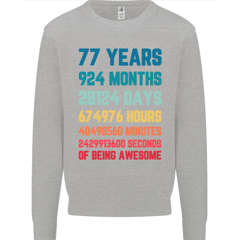 77th Birthday 77 Year Old Mens Sweatshirt Jumper Sports Grey