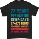 77th Birthday 77 Year Old Mens T-Shirt 100% Cotton Black