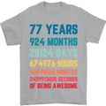 77th Birthday 77 Year Old Mens T-Shirt 100% Cotton Sports Grey