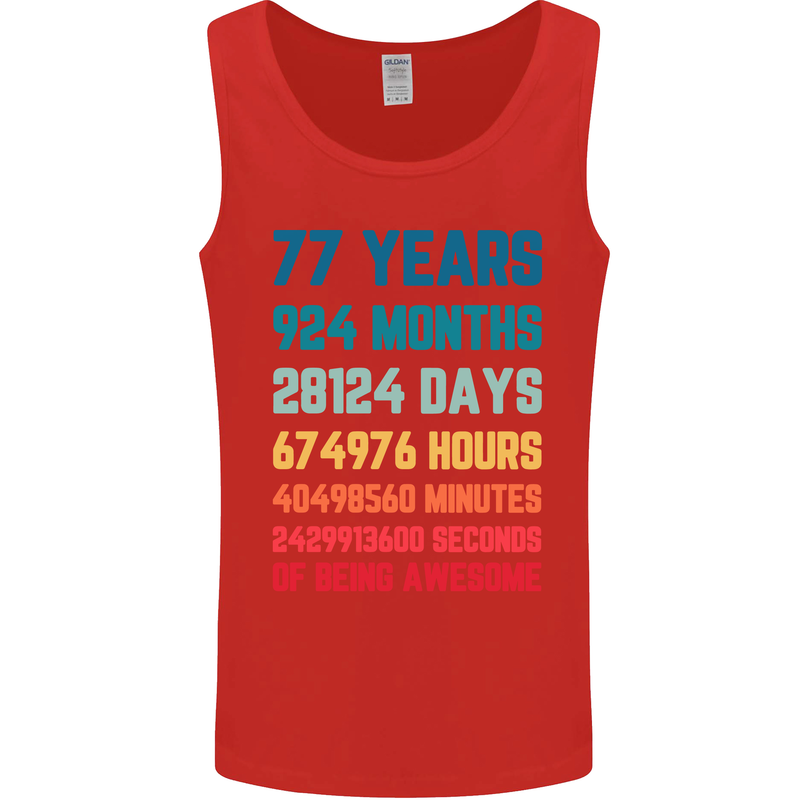 77th Birthday 77 Year Old Mens Vest Tank Top Red