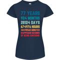 77th Birthday 77 Year Old Womens Petite Cut T-Shirt Navy Blue