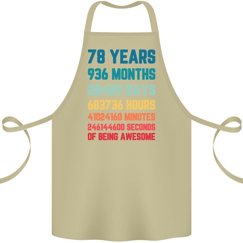 78th Birthday 78 Year Old Cotton Apron 100% Organic Khaki