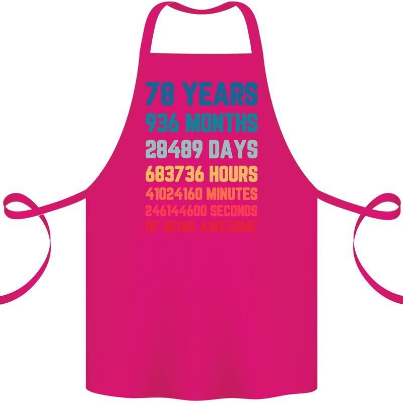 78th Birthday 78 Year Old Cotton Apron 100% Organic Pink