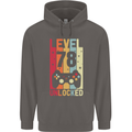 78th Birthday 78 Year Old Level Up Gamming Mens 80% Cotton Hoodie Charcoal