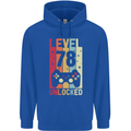78th Birthday 78 Year Old Level Up Gamming Mens 80% Cotton Hoodie Royal Blue