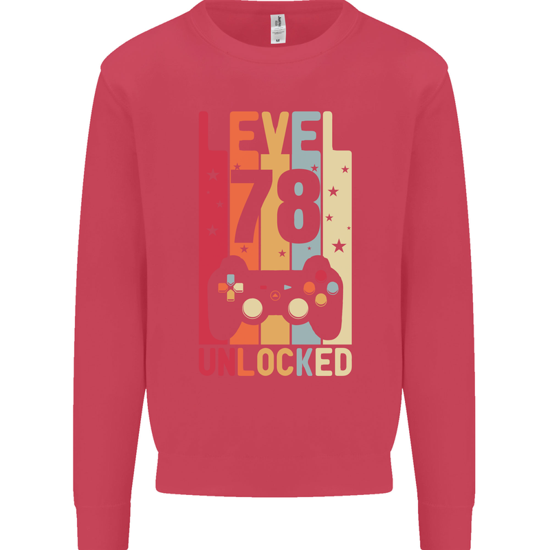 78th Birthday 78 Year Old Level Up Gamming Mens Sweatshirt Jumper Heliconia