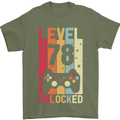 78th Birthday 78 Year Old Level Up Gamming Mens T-Shirt 100% Cotton Military Green
