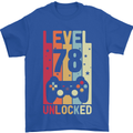 78th Birthday 78 Year Old Level Up Gamming Mens T-Shirt 100% Cotton Royal Blue