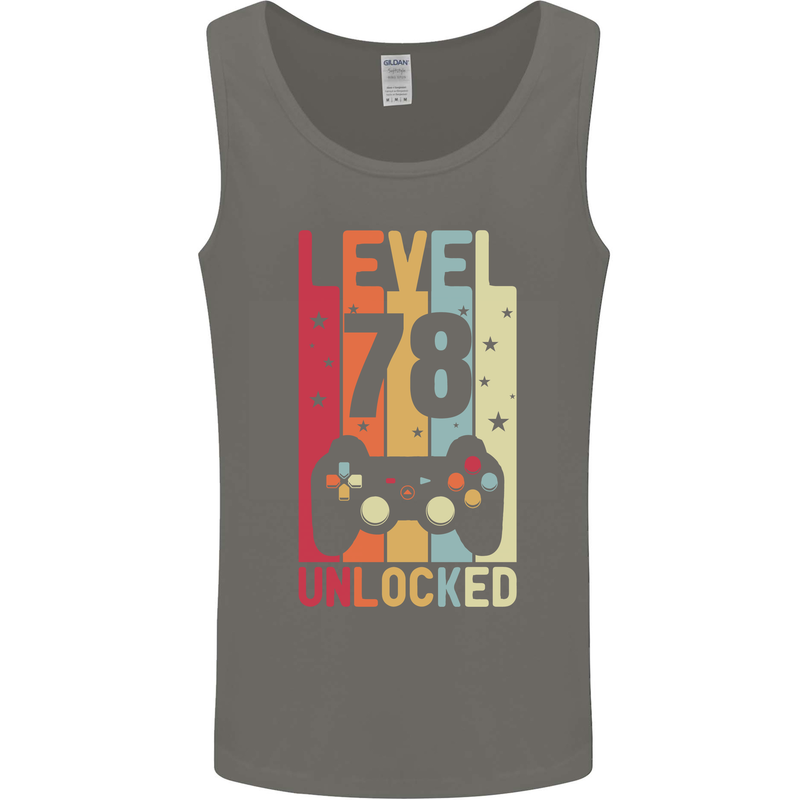 78th Birthday 78 Year Old Level Up Gamming Mens Vest Tank Top Charcoal