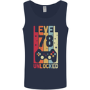 78th Birthday 78 Year Old Level Up Gamming Mens Vest Tank Top Navy Blue
