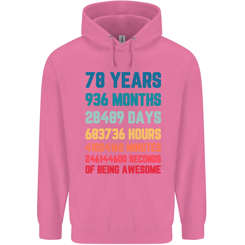 78th Birthday 78 Year Old Mens 80% Cotton Hoodie Azelea