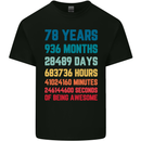 78th Birthday 78 Year Old Mens Cotton T-Shirt Tee Top Black