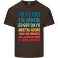 78th Birthday 78 Year Old Mens Cotton T-Shirt Tee Top Dark Chocolate