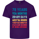78th Birthday 78 Year Old Mens Cotton T-Shirt Tee Top Purple
